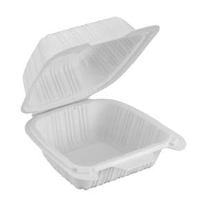 Paquete de 250 contenedores de comida para llevar con bisagras y cierre frontal, negros, de 6 pulgadas, 1 compartimento, ecológicos y duraderos - Product Image 1