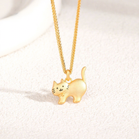 Collier tendance en argent sterling 925 avec pendentif chaton souriant, bijoux pour femmes, cadeau pour filles, texture délicate, vente en gros