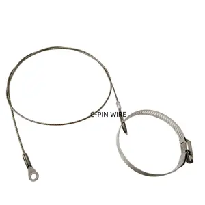 Cuerda de alambre de acero inoxidable, accesorio con terminal y bucle para fijar una correa de garganta, 2,0 7x7 S, diámetro de C-PIN