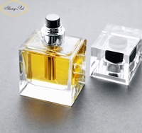 Flacon de parfum vide carré vintage de luxe de 50 ml avec col de 15 mm et vaporisateur à pompe, flacon de parfum unique