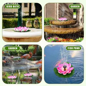 Fontaine solaire à LED avec design feuille de lotus et pompe pour bain d'oiseaux, éclairage LED IP65, commande par bouton - Product Image 3