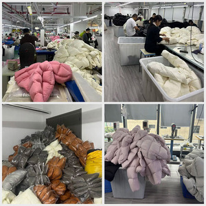 Manteau d'hiver long en duvet beige pour femme, avec capuche, ceinture à la taille, matelassage chevron et bordure en tricot, chaud et matelassé, pour femmes - Product Image 6