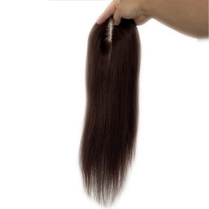 ライトブラウンリアルヒューマンヘアシルクトッパー3 #-レースベース5X5インチシルクベースファインバージンナチュラルヘアカツラ女性用 - Product Image 4