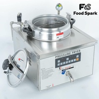 Friteuse à pression électrique de table en acier inoxydable, capacité 16L, 1600W, commande micro-ordinateur, vanne à huile, style KFC