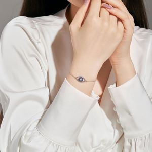 Dylam Personalized S925 Silver 18K Gold Plated Faith Sapphire Spiritual Turkish Protection Evil Pendant Eyes <b>Bangles</b> <b>Bracelets</b> - Product Image 2
