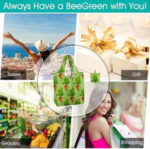 กระเป๋าช้อปปิ้งลายพืช ผลิตจากวัสดุ RPET เป็นมิตรกับสิ่งแวดล้อม กันน้ำ พับเก็บได้ ออกแบบเองได้ สำหรับใช้ในชีวิตประจำวัน ซูเปอร์มาร์เก็ต และกิจกรรมกลางแจ้ง - Product Image 2