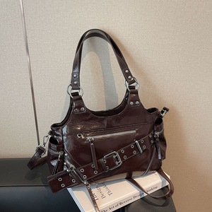 Sac à bandoulière souple pour femme, style Y2K, avec rivets, chaînes personnalisées, multiples poches, rétro, style 'Spicy Girl', avec œillets et ceinture - Product Image 3