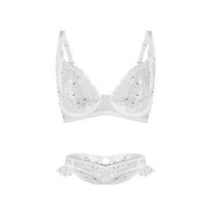 맞춤형 디자인 통기성 3D 자수 다이아몬드 에로 친환경 여성 섹시 속옷 세트 핫픽스 라인 석 중간 - Product Image 6