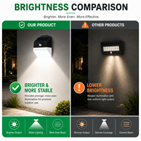 Lampe murale solaire LED anti-UV ABS PC 220lm, résistante au feu V0, avec capteur PIR, IP65, pour extérieur, maison, jardin, patio, cour, décoration