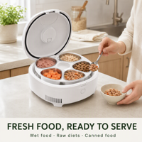 Distributeur automatique de nourriture pour animaux de compagnie, réfrigéré et chauffant, programmable pour 5 repas, avec refroidissement par semi-conducteur, 175 ml x 5 bols