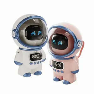 지능형 우주 비행사 무선 스피커 크리 에이 티브 디지털 스마트 알람 시계 FM 라디오 전자 수면 야간 조명 테이블 램프