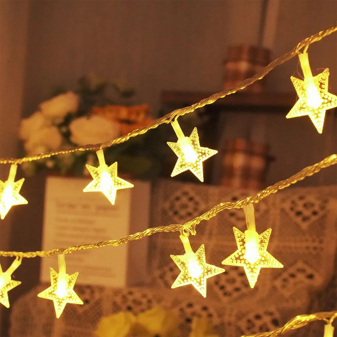 Outdoor Christmas Lights Star Shaped Led String Light Wedding Room Decoration Holiday Light 3m 20led Battery Box