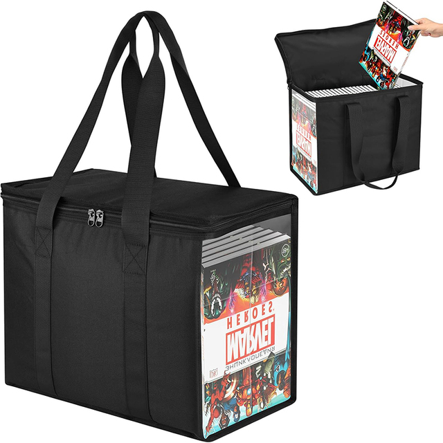 600D Collapsible Comic Book Case Travel Comic Book Box Holder Bin Container Holder Tote Bag Comic Book Storage Bag