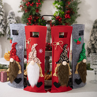 Décorations de table Joyeux Noël Nouvel An Père Noël Gnomes Couvre bouteille de vin de Noël Sac