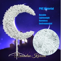 Accessoires artificiels faits à la main Mubarak croissant de lune géant Ramadan Eid arbre de lune avec lumière