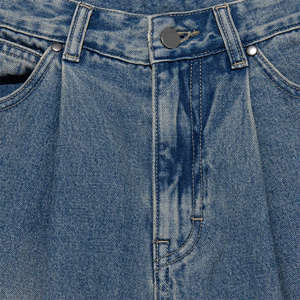 Short en jean pour hommes avec broderie personnalisée de streetwear rétro effet délavé à l'acide pour commande en gros - Product Image 3
