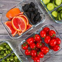 Boîtes de Conservation Alimentaire en Verre de 1 L, Contenants Repas Préparés en Verre avec Couvercles, Bentos de Déjeuner Hermétiques en Verre