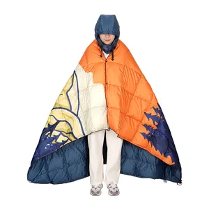 Puffy Blanket Custom Color Waterproof Lightweight Folding Puffy Camping Travel Down Blanket