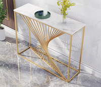 Table console moderne en marbre et métal sur piétement – Meuble de salon durable, stable et facile à nettoyer pour l'entrée de la maison ou le bureau