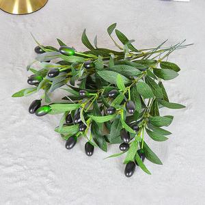 Feuille d'<span class=keywords><strong>olivier</strong></span> incurvée à une branche W-A0104 feuille d'eucalyptus à feuille d'or fleur artificielle pour les arrangements de décoration de la maison de mariage - Product Image 3