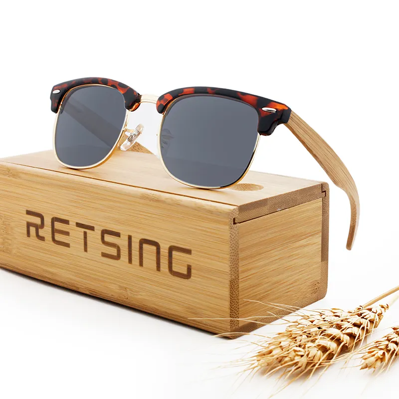 Umwelt freundliche Mode Hochwertige natürliche Bambus Sonnenbrille Hal brand Polarisierte Holz Sonnenbrille für Männer gafas bambu