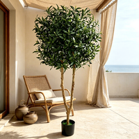 Décoration et fournitures de mariage décoratives : Plante d'olivier artificielle de 150 cm à double tige, arbre artificiel en forme de boule pour la décoration de magasins et de maisons