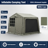 Tente de randonnée gonflable, revêtement en vinyle noir, résistante aux UV, modulaire, auto-assemblable, imperméable ; camping extérieur quatre saisons sur mesure