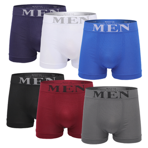 Wholesale Mid-Rise Men's <b>Boxers</b> Brief Panties Comfortable Anti-Bacterial U Pouch Custom Logo Breathable <b>Polyester</b> Knitted Fabric - Product Image 1