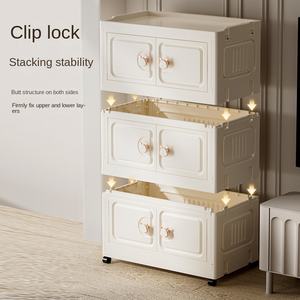 صندوق تخزين قابل للطي بتصميم جديد LYGD2601، مقاوم للغبار وبدون تركيب، خزانة تخزين للوجبات الخفيفة، لغرفة النوم والمنزل - Product Image 3