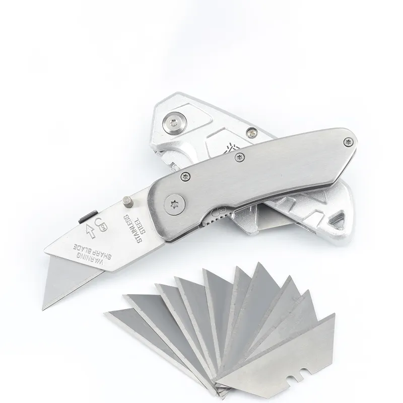 Folding utility knife industrial wallpaper cutting blade holder heavy duty thickened all steel trapezoidal utility knife