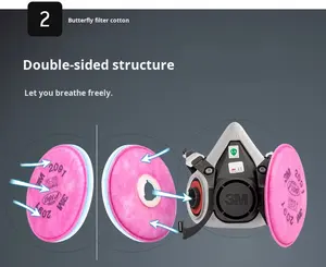 <span class=keywords><strong>Masque</strong></span> réutilisable multicouche en fibre <span class=keywords><strong>de</strong></span> verre <span class=keywords><strong>pour</strong></span> la <span class=keywords><strong>protection</strong></span> contre la poussière, la brume, la fumée <span class=keywords><strong>de</strong></span> soudage et les particules, <span class=keywords><strong>pour</strong></span> 6200 Rubber P100 - Product Image 4