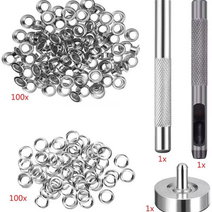 100 Set di <span class=keywords><strong>Occhielli</strong></span> Rotondi in Acciaio Inox Senza Nichel 5/6/8/10mm per Riparazione Artigianale di Pelle, Scarpe, Borse e Accessori - Product Image 2