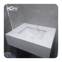 Évier de salle de bain unique Koris OEM en marbre artificiel acrylique à surface solide