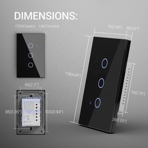 <span class=keywords><strong>3</strong></span>ギャングスマートスイッチガラスパネル米国標準スイッチライトスマート1200W Tuyaリモート音声制御Wifiスマートライトスイッチ - Product Image 6