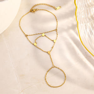 Bracelet plaqué or à motif de grille géométrique pour femme de bureau, bijoux de mode - Product Image 2