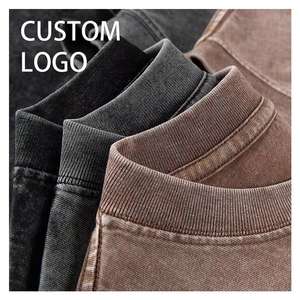 T-shirt vintage en coton pour homme, style streetwear, effet vieilli, avec logo imprimé numérique personnalisé, délavage à l'acide, vente en gros - Product Image 2