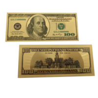 Billete de Banco Impermeable con Diseño de Cien Dólares Estadounidenses en Oro, Billete de $100 en Lámina de Oro