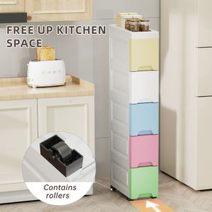 Foshan cuisine personnalisée en usine chambre à coucher avec roues 7 <span class=keywords><strong>tiroirs</strong></span> roulants Type de sol étroit alimentaire mince bacs de rangement armoire organisateur - Product Image 2