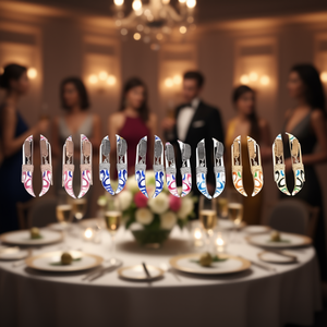 Orecchini pendenti rettangolari dipinti in acciaio inossidabile, fatti a mano, 12 pezzi, gioielli da festa alla moda per donna - Product Image 3