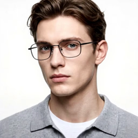 Gafas Unisex Rectangulares de Metal con Protección Anti-Luz Azul, Ligeras, Color Marrón Sólido, Montura Completa, para Uso Diario en Adultos