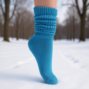 Calcetines Largos de Algodón Transpirable para Mujer, Color Azul Turquesa, para Uso Diario en Invierno - Product Image 2