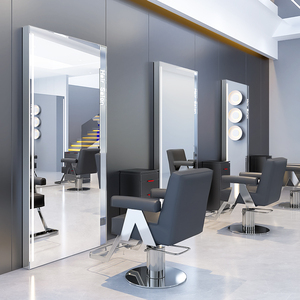 Nuovo Specchio da Terra Personalizzabile con Logo per Saloni di Parrucchieri, Postazione Specchio Singola e Bifacciale con Luci per Barbieri - Product Image 5