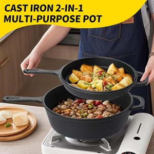 Vente directe usine – Poêle double combinée 2-<span class=keywords><strong>en</strong></span>-1 <span class=keywords><strong>en</strong></span> <span class=keywords><strong>fonte</strong></span> pré-culottée pour la cuisson - Product Image 6