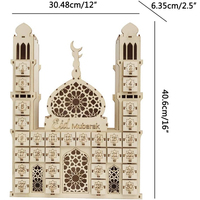 Calendrier LED 2026 Décoration d'armoire Eid Mubarak Compte à rebours Calendrier du Ramadan Boîte en bois Décoration Ramadan Lumières avec 30 petits tiroirs