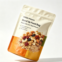 Sachet en plastique personnalisé imprimé, pochette souple verticale avec fermeture éclair factice, emballage alimentaire pour snacks, fruits secs et noix