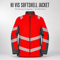 Chaqueta Softshell de Alta Visibilidad para Hombre OEM, Tejido Impermeable con Franjas Reflectantes, Ropa de Trabajo de Seguridad para Eventos al Aire Libre