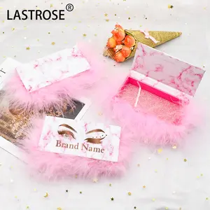 Mode 3d Nerz Wimpern Großhandel Wimpern Verkäufer leer Luxus rosa Marmor Wimpern Verpackung Box Pelz Wimpern Box