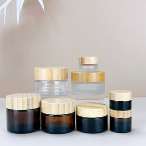 30 g Frosted Glass <b>Jar</b> With Wooden Lid Cosmetic Container 1 oz <b>Empty</b> Glass <b>Jars</b> 30 ml Glass <b>Jar</b> With Bamboo Lid for Face Cream - Product Image 1