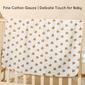 Couverture <span class=keywords><strong>de</strong></span> soin pour <span class=keywords><strong>bébé</strong></span>, couverture d'allaitement, coton imprimé doux, coton biologique, serviettes enveloppantes pour <span class=keywords><strong>bébé</strong></span>, couvertures en mousseline à 2 couches pour bébés - Product Image 3