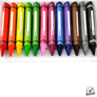 Ensemble de crayons à la cire d'abeille Sunny Jumbo Triangle, couleurs pastel, 12 couleurs, non effaçables, faciles à utiliser pour le dessin et la peinture